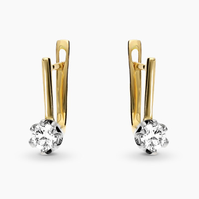 Kolczyki z dwukolorowego złota 585 z brylantami 0,64 ct Vs/G