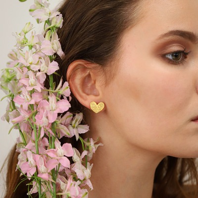 Kolczyki Flower Garden srebrne pozłacane serca sztyfty 2