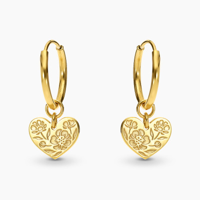 Kolczyki Flower Garden koła srebrne pozłacane z sercami