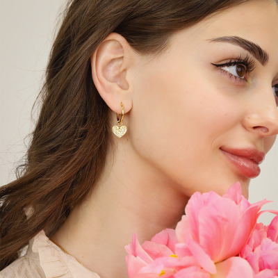 Kolczyki Flower Garden koła srebrne pozłacane z sercami 2