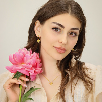 Kolczyki Flower Garden koła srebrne pozłacane z sercami 2