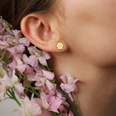 Kolczyki Flower Garden srebrne pozłacane kwiaty sztyfty 2