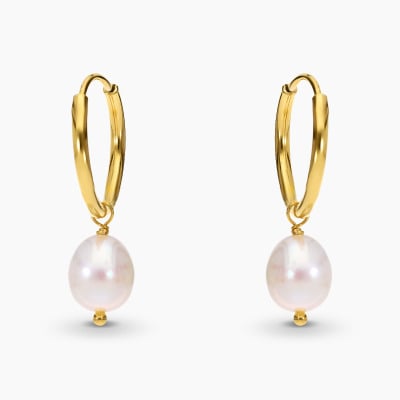 Kolczyki Flower Garden koła srebrne pozłacane z perłą