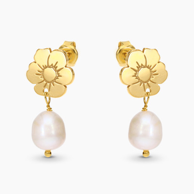 Kolczyki Flower Garden srebrne pozłacane sztyfty kwiaty z...