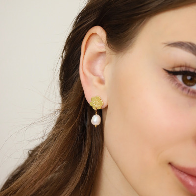 Kolczyki Flower Garden srebrne pozłacane sztyfty kwiaty z... 2