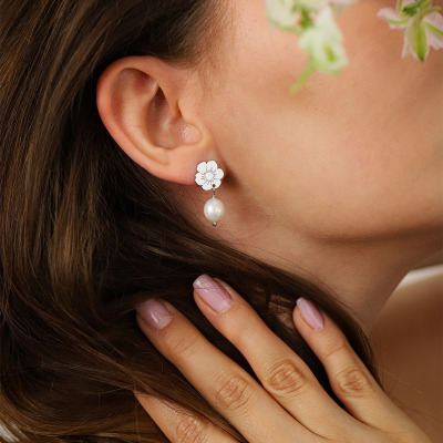 Kolczyki Flower Garden srebrne platynowane sztyfty kwiaty... 2