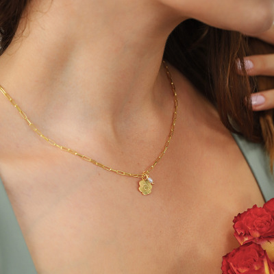 Naszyjnik Flower Garden srebrny pozłacany splot ankier z... 2