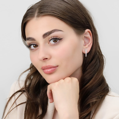 Kolczyki koła z białego złota 585 z diamentami 0,54 ct 2