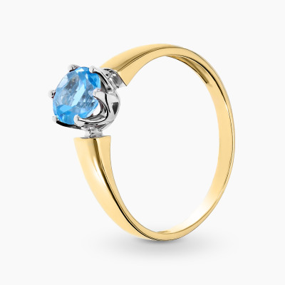 Pierścionek z żółtego i białego złota 585 z okrągłym...