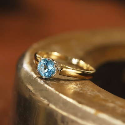 Pierścionek z żółtego i białego złota 585 z okrągłym... 2