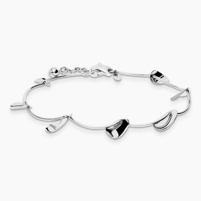 Bransoletka z białego złota 585 wiszącymi ozdobnymi...