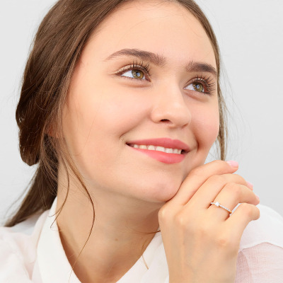 Pierścionek z żółtego i białego złota 585 z brylantami... 2