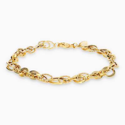 Bransoletka z gładkimi i diamentowanymi ogniwami z...