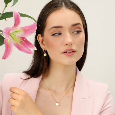 Kolczyki Flower Garden koła srebrne pozłacane z kwiatami 2