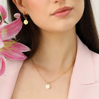 Kolczyki Flower Garden koła srebrne pozłacane z kwiatami 2