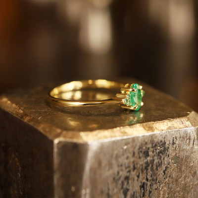 Pierścionek Perugia z żółtego złota 585 ze szmaragdami... 2