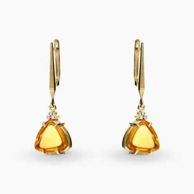 Kolczyki z żółtego złota 585 z cytrynami 13,96 ct i...