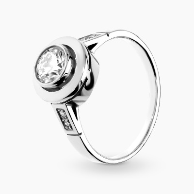 Pierścionek z białego złota 585 z brylantami 0,77 ct
