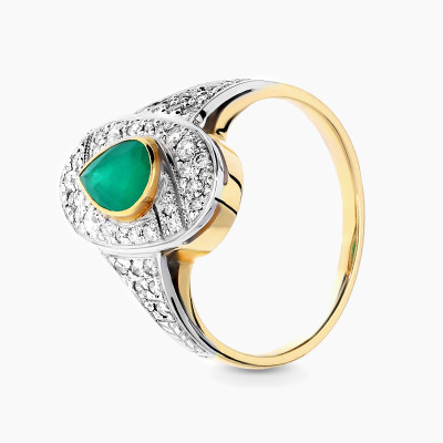 Pierścionek złoty ze szmaragdem 0,78 ct i brylantami 0,45 ct