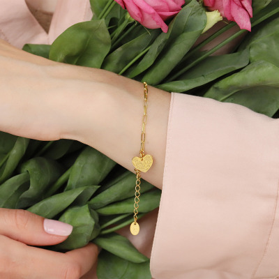 Bransoletka Flower Garden srebrna pozłacana ankier z sercem 2