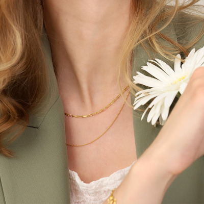 Łańcuszek Flower Garden srebrny pozłacany ankier 2