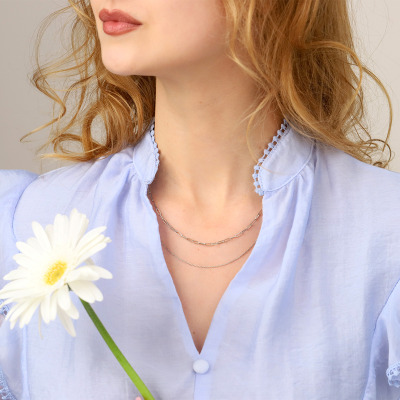 Łańcuszek Flower Garden srebrny platynowany ankier 2