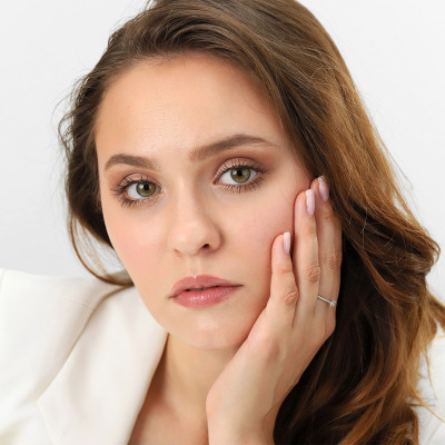 Pierścionek Sorrento z białego złota 585 z kwarcem dymnym... 2