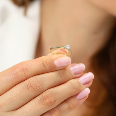 Pierścionek Sorrento dwukolorowe złoto 585 z brylantem... 2