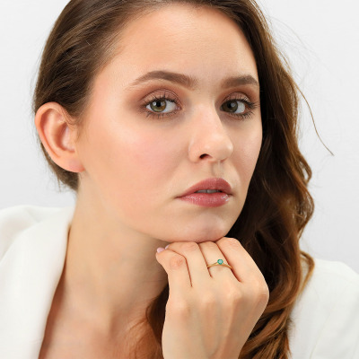 Pierścionek Sorrento z żółtego złota 585 ze szmaragdem... 2