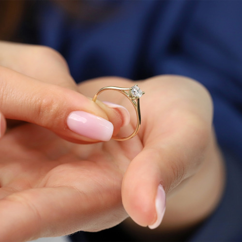 Pierścionek zaręczynowy Sorrento żółte złoto 585 z brylantem 0,30 ct  1,5 g