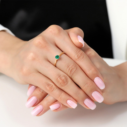 Pierścionek Sorrento z różowego złota 585 ze szmaragdem 0,45 ct
