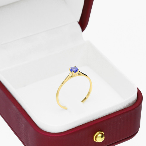 Pierścionek zaręczynowy Sorrento żółte złoto 585 z tanzanitem 0,25 ct