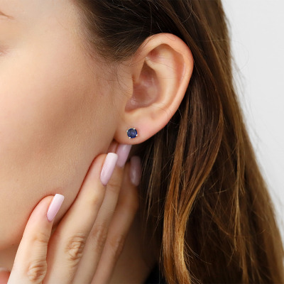 Kolczyki Sorrento dwukolorowe złoto 585 z szafirami 1,20 ct 2