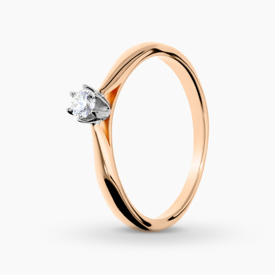 Pierścionek zaręczynowy z różowego i białego złota 585 z...