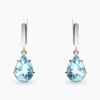 Kolczyki dwukolorowe złoto 585 łezki z topazami 5,65 ct