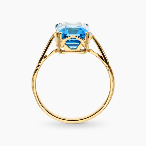 Pierścionek z żółtego złota 585 z okazałym topazem 4,30 ct