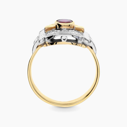 Pierścionek złoty z rubinem 0,62 ct i brylantami 0,10 ct Si/H