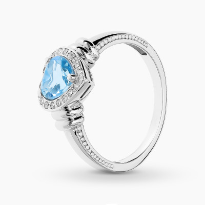 Pierścionek z żółtego złota 585 z brylantami i topazem na...