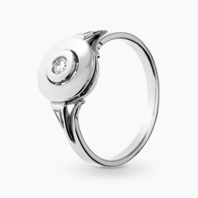 Pierścionek z białego złota 585 z brylantem