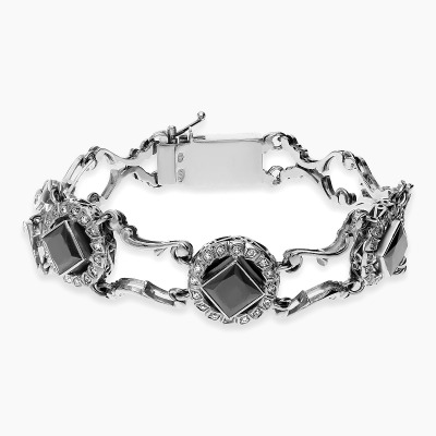 Bransoleta złota z czarnymi diamentami 6,72 ct i białymi...