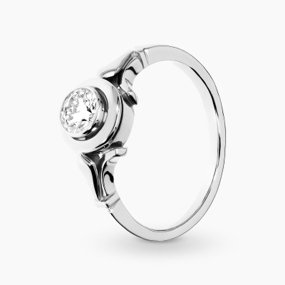 Pierścionek ręcznie wykonany z białego złota 585 z...