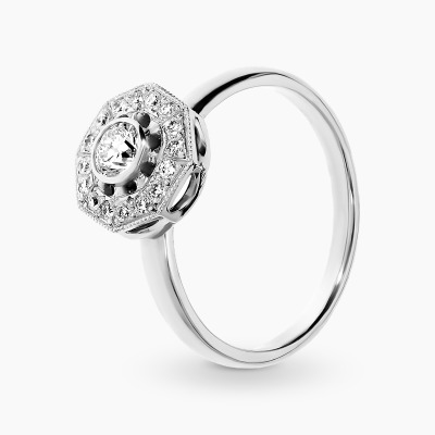 Pierścionek z białego złota 585 z brylantami 0,43 ct Vs/G