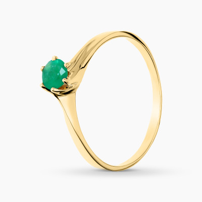 Pierścionek z żółtego złota 585 z okrągłym szmaragdem...
