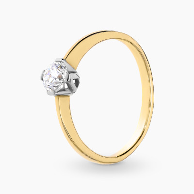 Pierścionek z dwukolorowego złota 585 z brylantem 0,50 ct...