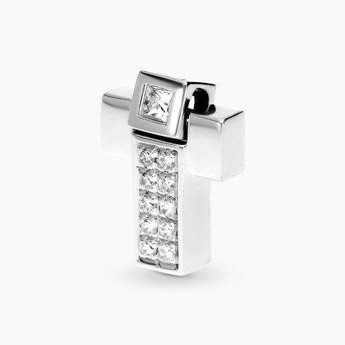 Zawieszka krzyżyk z białego złota 750 z brylantami 0,35 ct