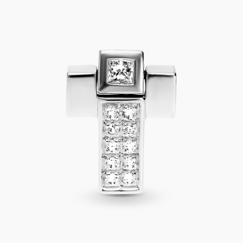 Zawieszka krzyżyk z białego złota 750 z brylantami 0,35 ct