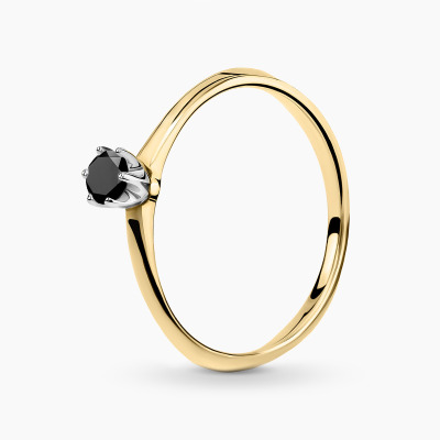 Pierścionek dwukolorowe złoto 585 Torino z czarnym...