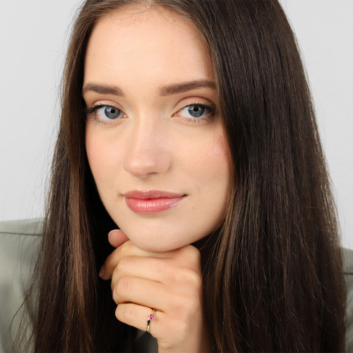 Pierścionek z żółtego złota 585 z okrągłym turmalinem 0,26 ct