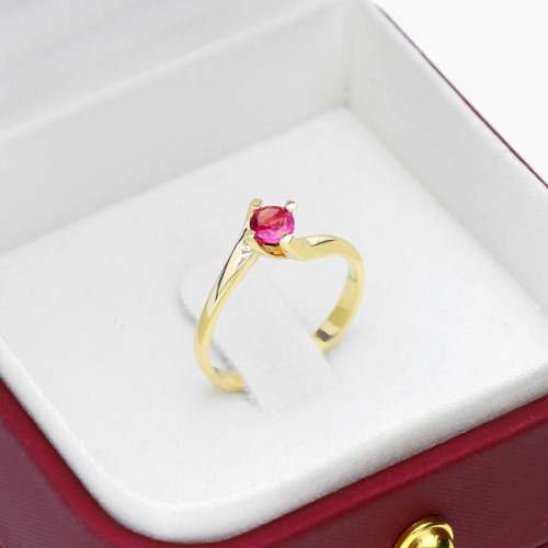 Pierścionek z żółtego złota 585 z okrągłym turmalinem 0,26 ct