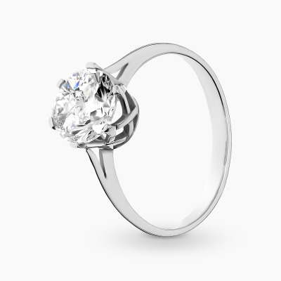 Pierścionek z białego złota 585 z brylantem 2,11 VVS